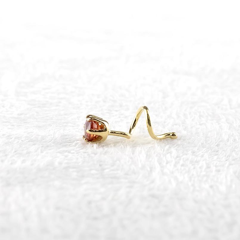 18金 ピアス 片耳 オレンジサファイア キャッチのいらないピアス キャッチナッシャー ゴールド イエローゴールドk18 18k シンプル 送料無料 セール saleの画像