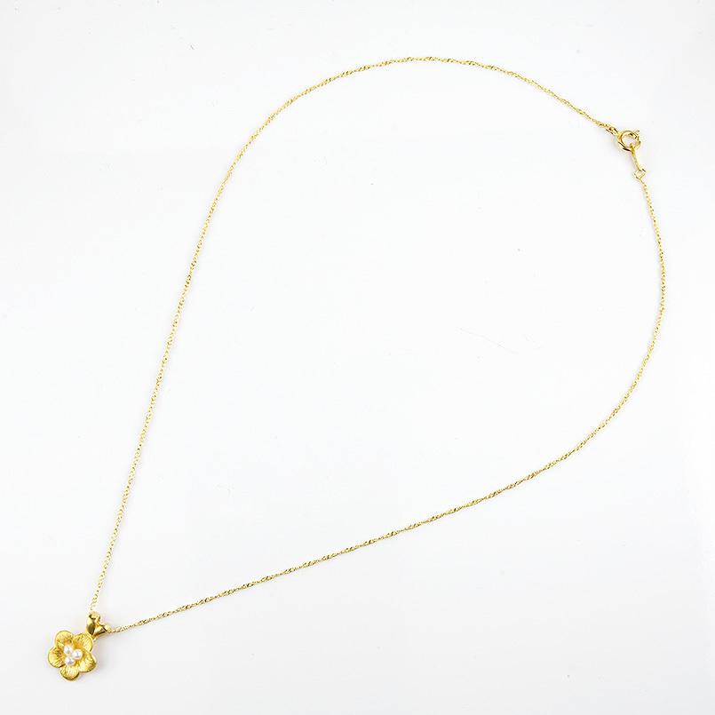 純金 ネックレス トップ 24金 梅 淡水パール レディース ゴールド 24K 花 ペンダントトップ k24 パール フラワー 女性 大人 30代 40代 50代 送料無料 saleの画像