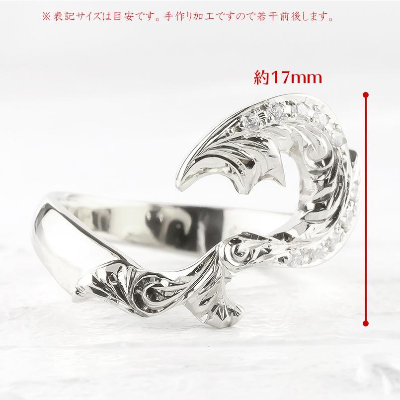 ゴールド リング メンズ ハワイアン ダイヤモンド フィッシュフック 指輪 ホワイトゴールドk10 10金 幅広 ピンキーリング ダイヤ 送料無料 人気 セール saleの画像