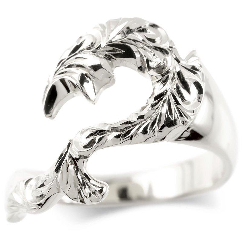 プラチナ リング メンズ ハワイアンジュエリー フィッシュフック 指輪