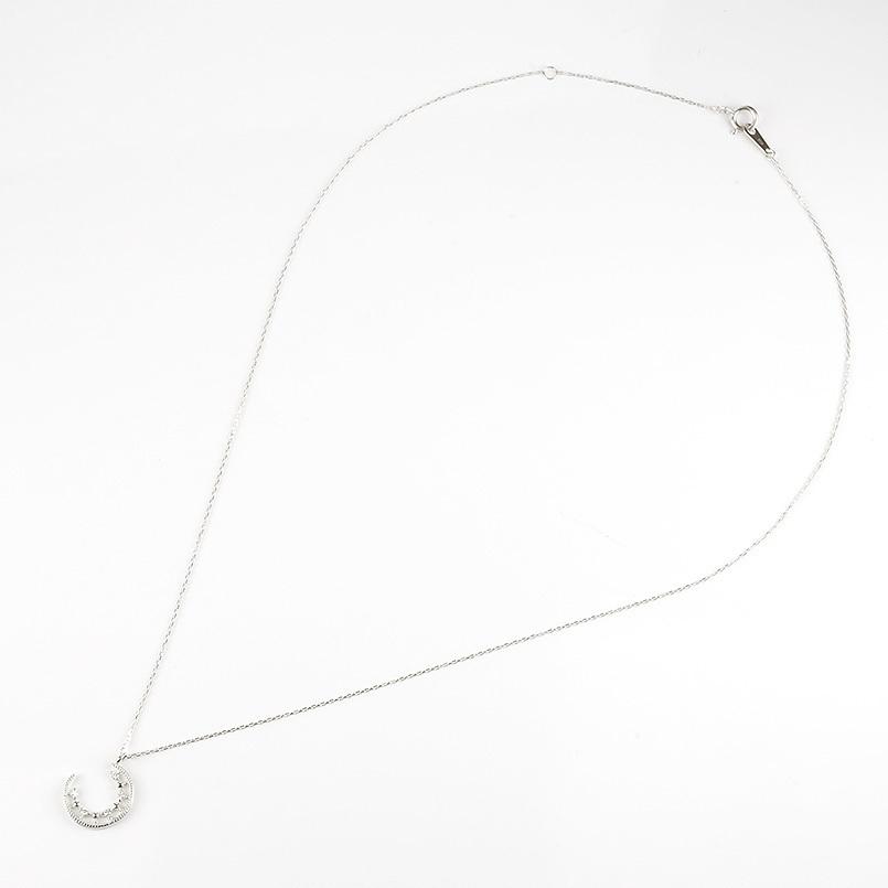 18金 ネックレス ダイヤモンド 三日月 レディース ゴールド 18K ホワイトゴールドK18 アズキチェーン ミル打ち ムーン あすつく 送料無料 人気 セール SALE_4