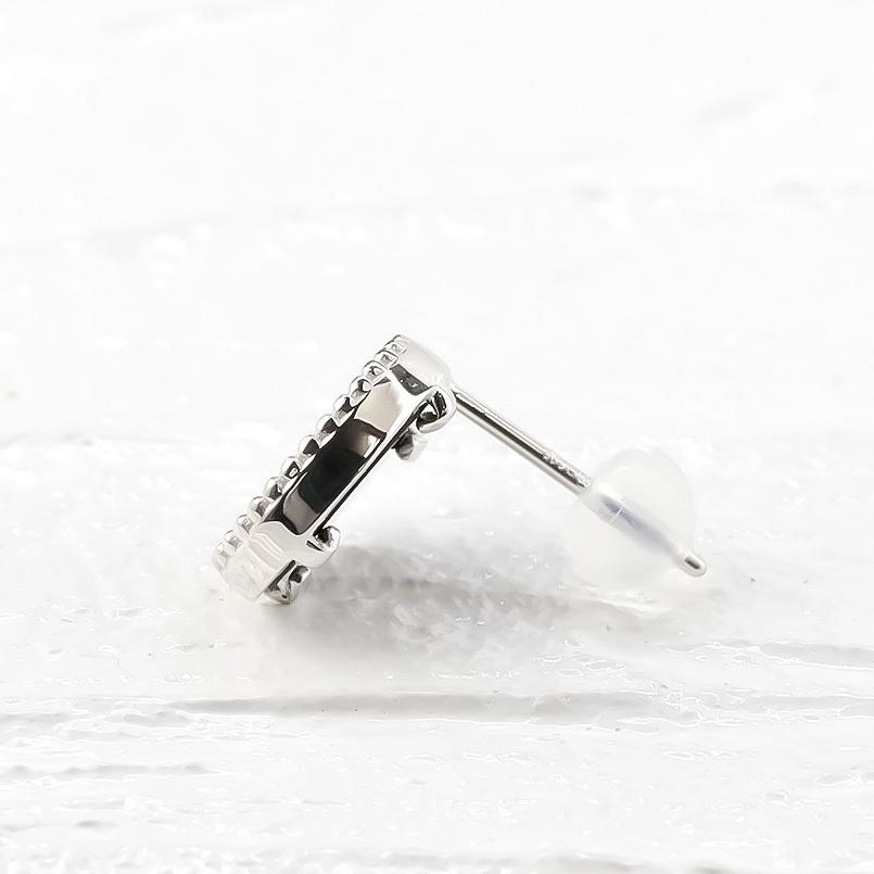ゴールド スタッドピアス 片耳 メンズ オニキス クロス 10金 ホワイトゴールドk10 10k ピアス 十字架 透かし ミル打ち 男性 あすつく 送料無料 セール saleの画像