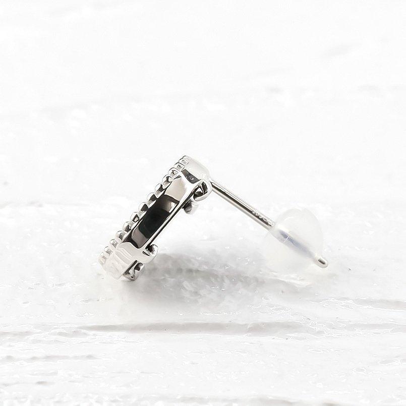 ゴールド スタッドピアス 片耳 メンズ オニキス クロス 10金 ホワイトゴールドk10 10k ピアス 十字架 透かし ミル打ち 男性 あすつく 送料無料 セール saleの画像