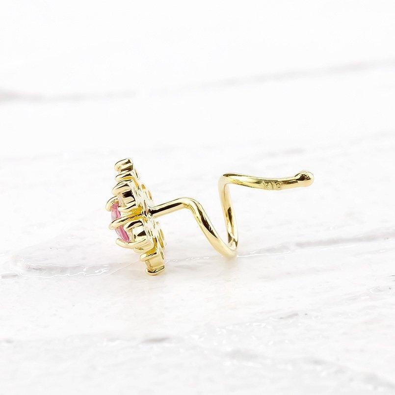 18金 ピアス ピンクサファイア ダイヤモンド キャッチのいらないピアス キャッチナッシャー ゴールド 18k k18 あすつく 送料無料 セール saleの画像