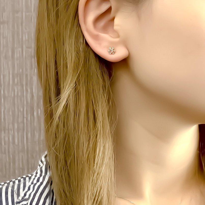 18金 ピアス ピンクサファイア ダイヤモンド キャッチのいらないピアス キャッチナッシャー ゴールド 18k k18 あすつく 送料無料 セール saleの画像