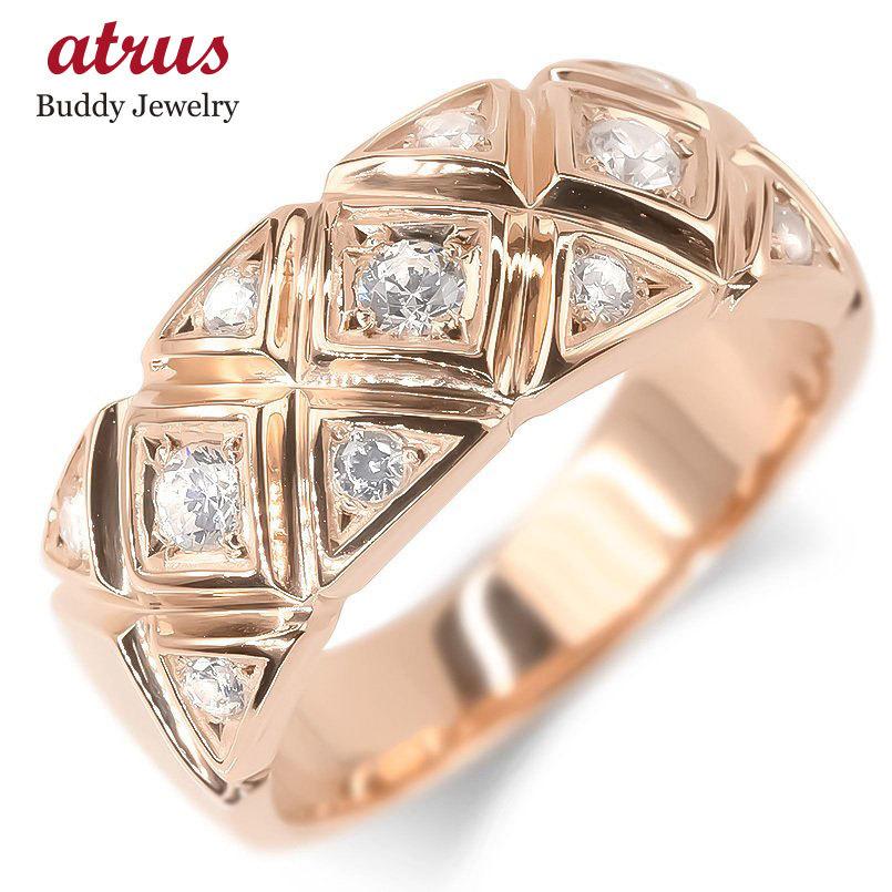 ゴールド リング ダイヤモンド メンズ 指輪 10k ピンクゴールドk10 10金 ピンキーリング リング 幅広 ダイヤ 男性 送料無料 人気 セール SALE