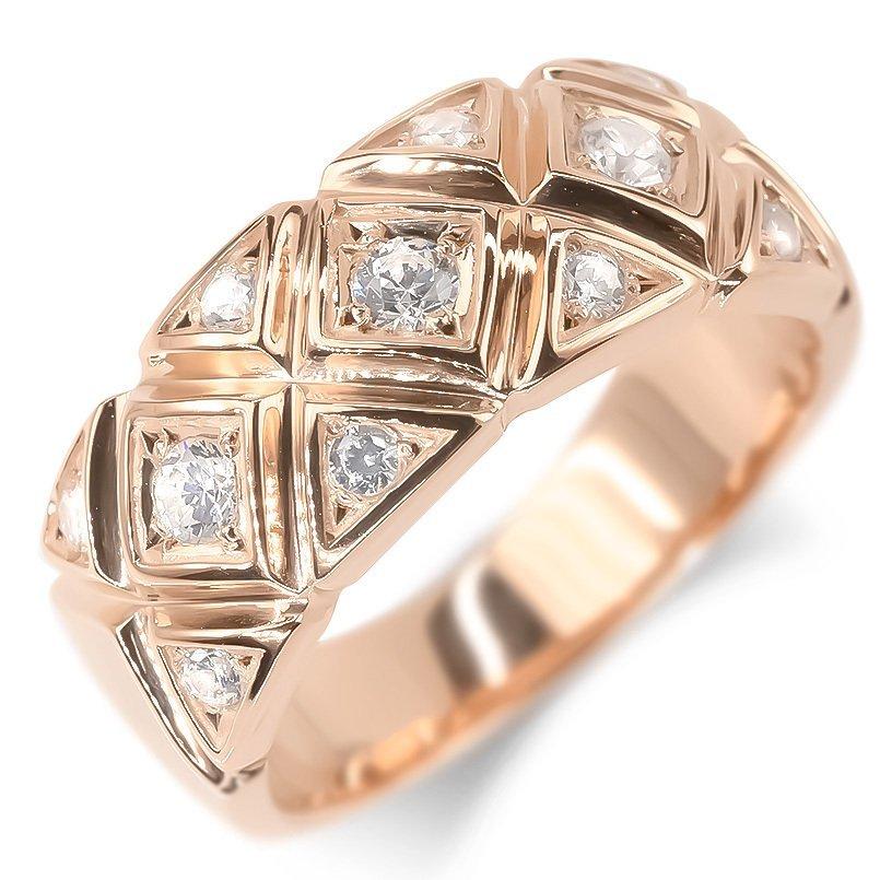 ゴールド リング ダイヤモンド メンズ 指輪 10k ピンクゴールドk10 10金 ピンキーリング リング 幅広 ダイヤ 男性 送料無料 人気 セール SALE