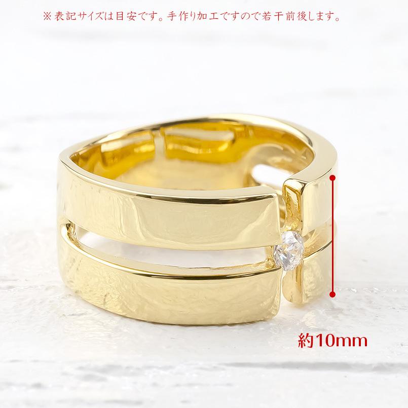 ゴールド リング ダイヤモンド クロス メンズ 指輪 10金 イエローゴールドk10 10k ピンキーリング リング 幅広 透かし 十字架 ダイヤ 一粒 送料無料 人気 saleの画像