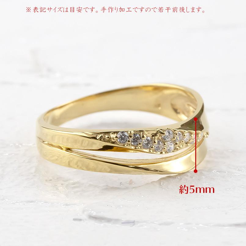 18金 リング ダイヤモンド 指輪 ゴールド イエローゴールドk18 婚約指輪 ダイヤ 安い エンゲージリング ピンキーリング ウェーブ 2連 幅広 送料無料 人気 saleの画像