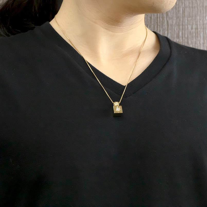 ゴールド ネックレス トップ ダイヤモンド メンズ イエローゴールドk10 ペンダント ダイヤ 一粒 後光留め 四角 トレジャーハンター 送料無料 セール saleの画像