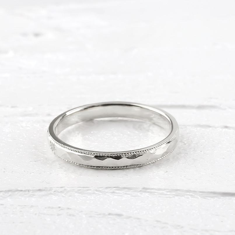 ペアリング ペア 結婚指輪 シルバー ダイヤモンド 指輪 sv925 ダイヤ ミル打ち ロック仕上げ 槌目 槌打ち マリッジリング2本セット 送料無料 セール SALE_1