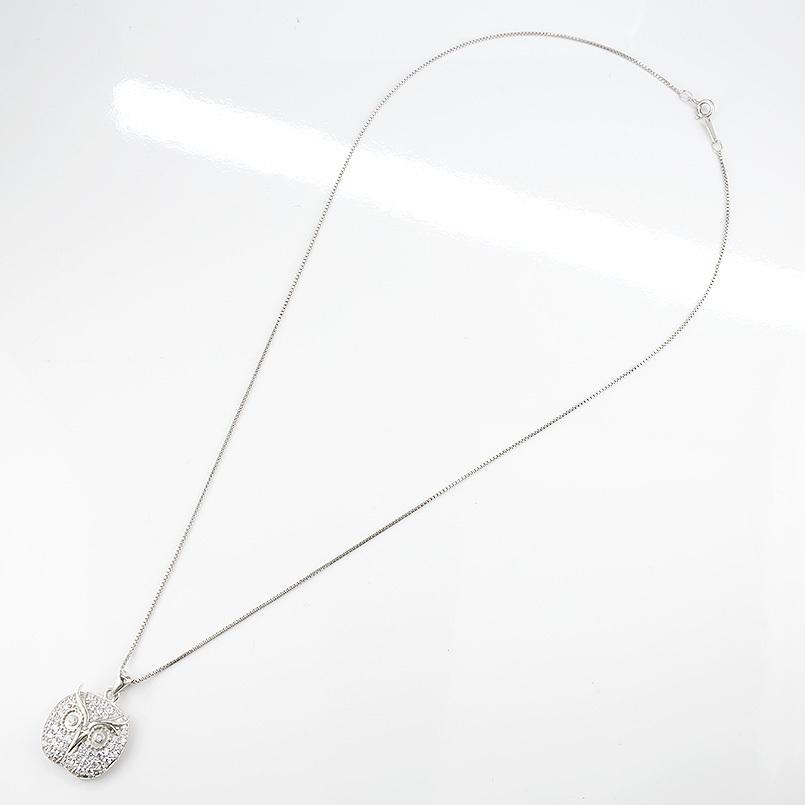 プラチナ ネックレス トップ ダイヤモンド フクロウ メンズ pt900
