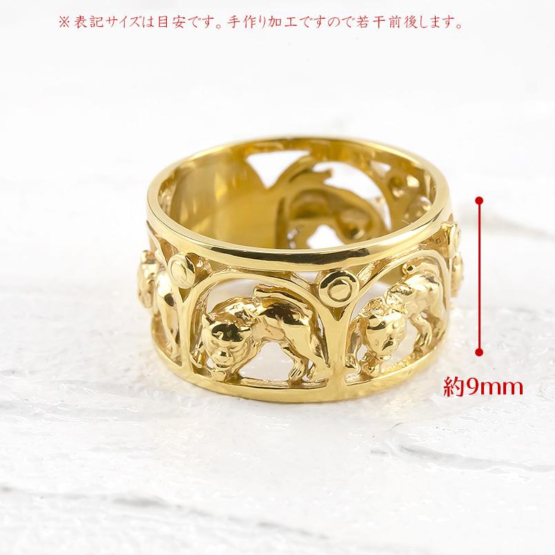 ゴールド リング トラ 指輪 10金 イエローゴールドk10 10k 婚約指輪 安い ピンキーリング 幅広 シンプル 虎 タイガー 透かし 女性 送料無料 セール saleの画像