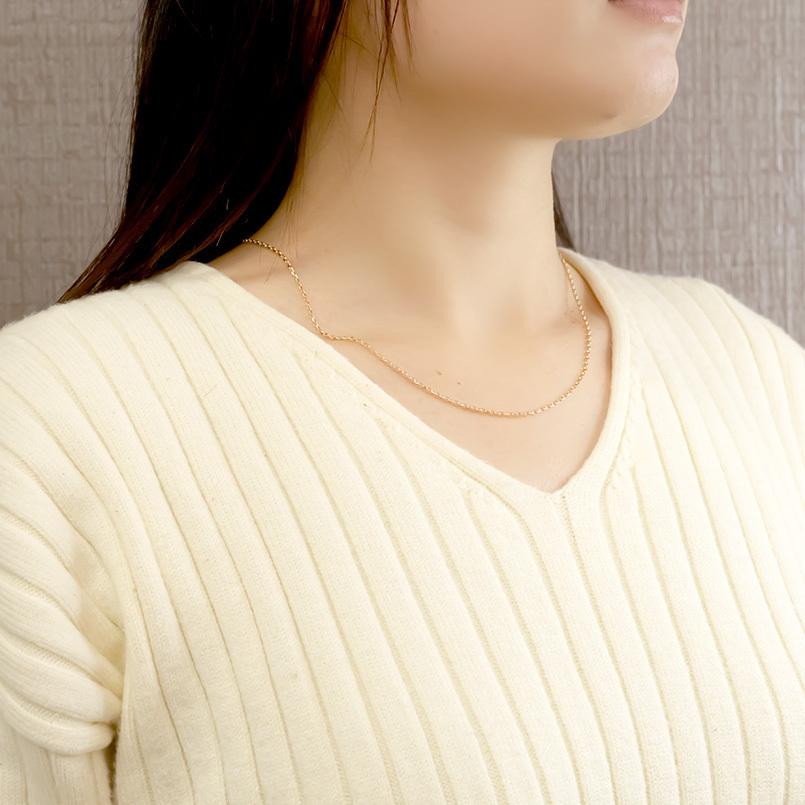 早い者勝ち訳あり！ 18金 ネックレス チェーンのみ 45cm レディース スライド式 ハーフラウンドチェーン 6面カット ゴールド 18k ピンクゴールドk18 地金 あすつく 送料無料 【GMS8755284535】(30600円)