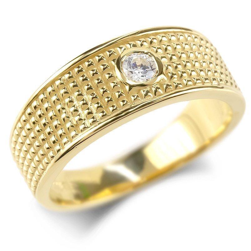 ジュエリー工房アトラス 18金 リング ダイヤモンド 0.1ct メンズ