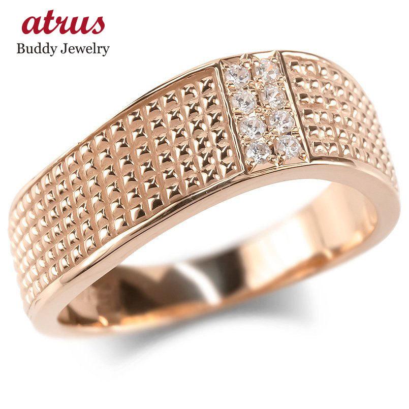 18金 リング ダイヤモンド メンズ 指輪 ゴールド ピンクゴールドk18 18k ピンキーリング リング 幅広 ウェーブ ダイヤ 男性 送料無料 人気 クリスマス早割 dgm ジュエリー工房アトラス 通販 Yahoo ショッピング