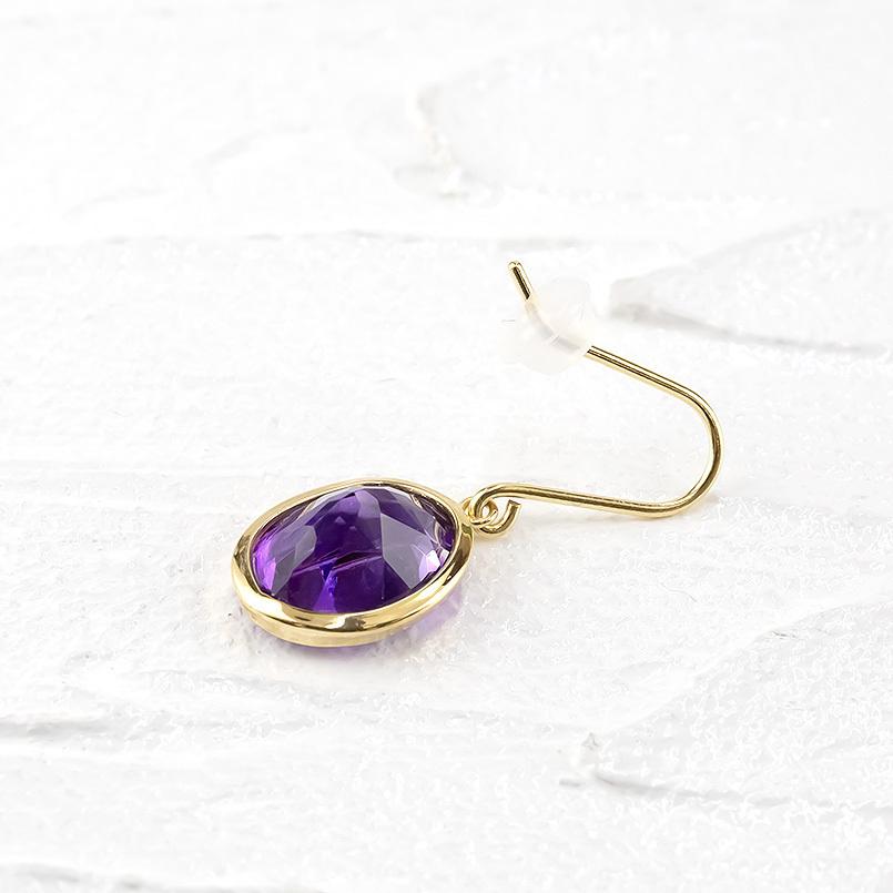 ピアス 18金 選べる天然石 ガーネット アメジスト シトリン ゴールド イエローゴールドk18 18k フックピアス 大粒 ゆれる あすつく 送料無料 セール saleの画像