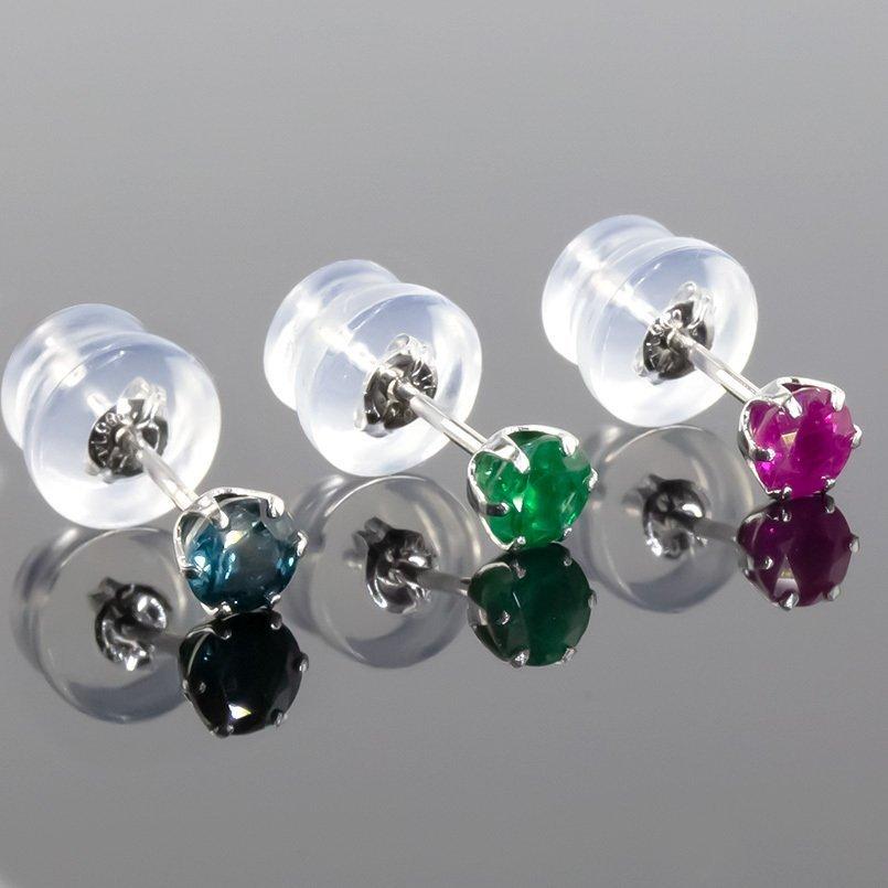 プラチナ ピアス レディース pt900 選べる宝石 ペア サファイア ルビー エメラルド 一粒 スタッドピアス シンプル 宝石 あすつく 送料無料 セール saleの画像