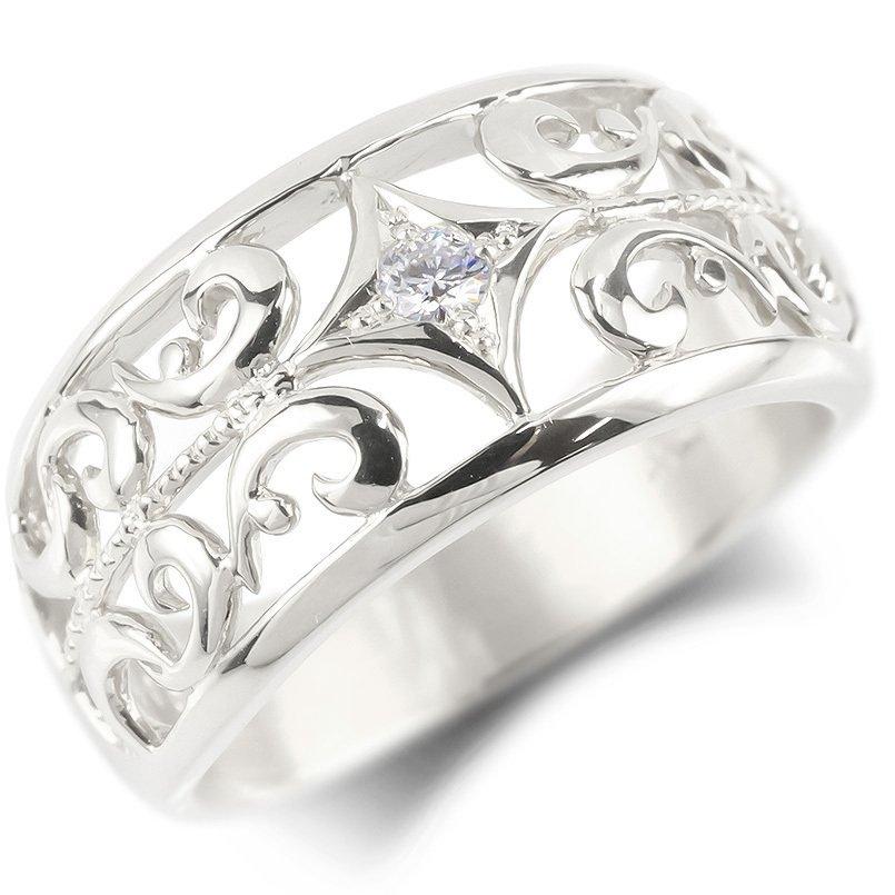 ゴールド リング ダイヤモンド メンズ 指輪 10金 ホワイトゴールドk10 10k ピンキーリング リング 幅広 透かし ダイヤ 男性 送料無料 人気 セール 爆買