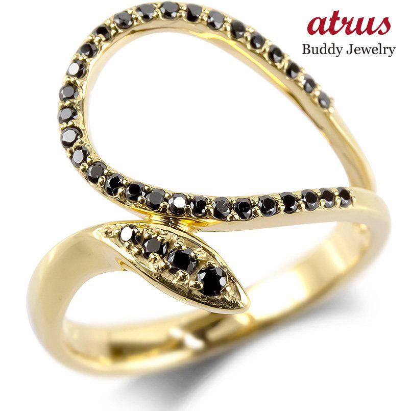 ゴールド リング ブラックキュービックジルコニア 蛇 スネーク メンズ 指輪 イエローゴールドk10 ピンキーリング 送料無料 人気 ホワイトデー 2024