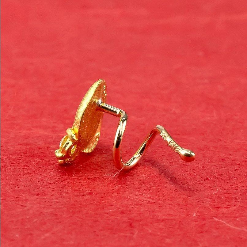 24金 ピアス 純金 イエローダイヤモンド 片耳ピアス オリーブの葉 キャッチのいらないピアス イエローゴールドk18 18金 キャッチナッシャー 送料無料 SALE_4