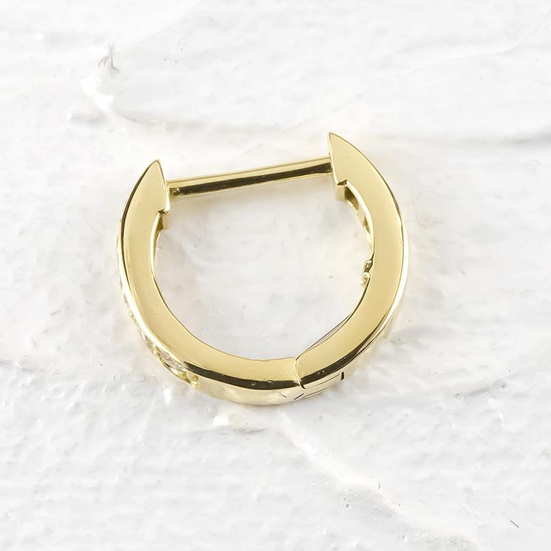 18金ピアス 片耳リング ライトブラウンダイヤモンド フープピアス