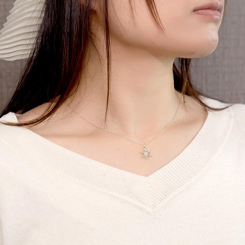 プラチナ ネックレス トップ ダイヤモンド 雪の結晶 レディース pt900 ペンダント チェーン 女性 スノーモチーフ 送料無料 セール saleの画像
