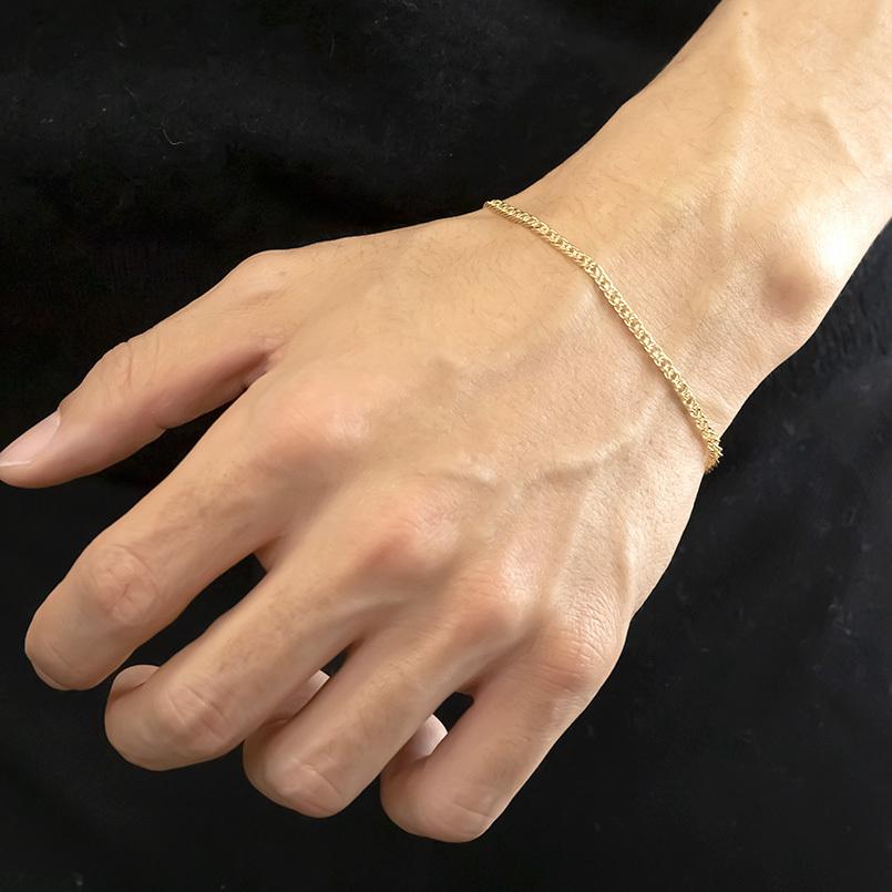 18金 ブレスレット 喜平 メンズ チェーンのみ 18cm 中空 ゴールド 18k K18 キヘイ 地金 シンプル ブレス 男性 人気 あすつく 送料無料 人気 セール saleの画像