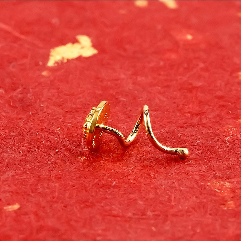 24金 ピアス 純金 イエローダイヤモンド 片耳 メンズ キャッチのいらないピアス イエローゴールドk18 18金 キャッチナッシャー あすつく 送料無料 saleの画像