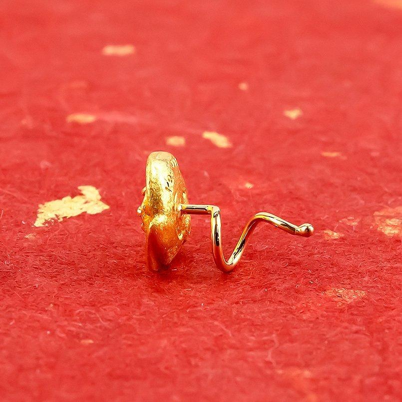 24金 ピアス 純金 バラ イエローダイヤモンド 片耳 装着簡単 キャッチのいらないピアス キャッチナッシャー ばら 薔薇 ゴールド 18k 男女兼用 送料無料 セールの画像