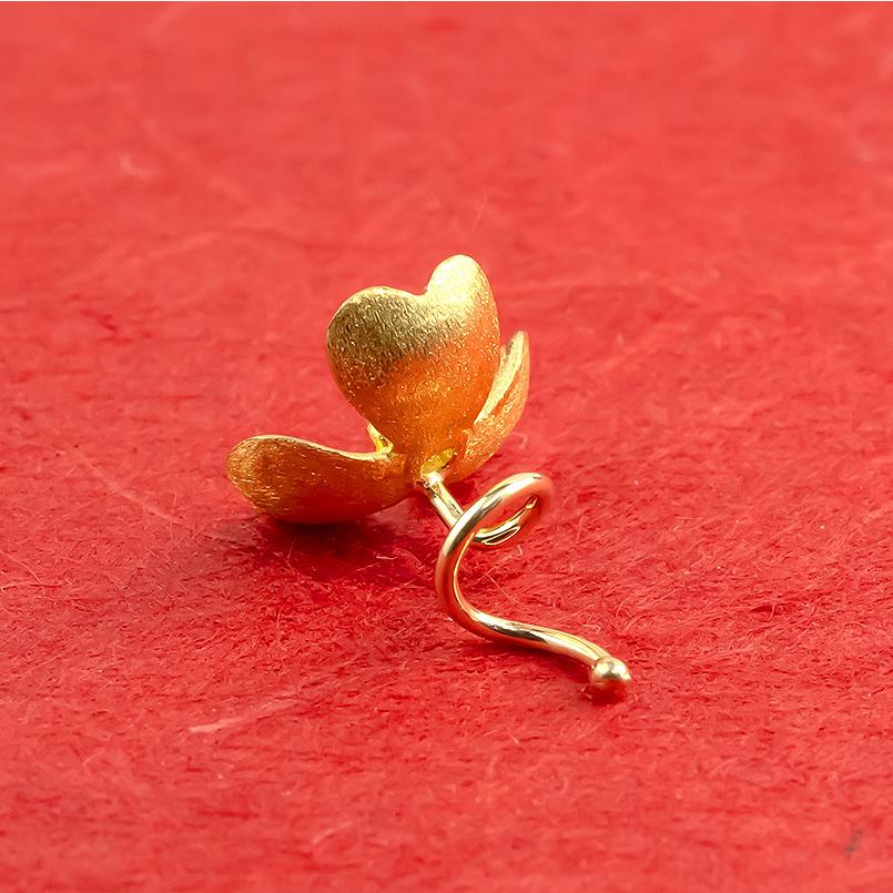 24金 ピアス 純金 イエローダイヤモンド 花 片耳 レディース 簡単装着 キャッチのいらないピアス キャッチナッシャー ゴールド 18k 送料無料 セール saleの画像