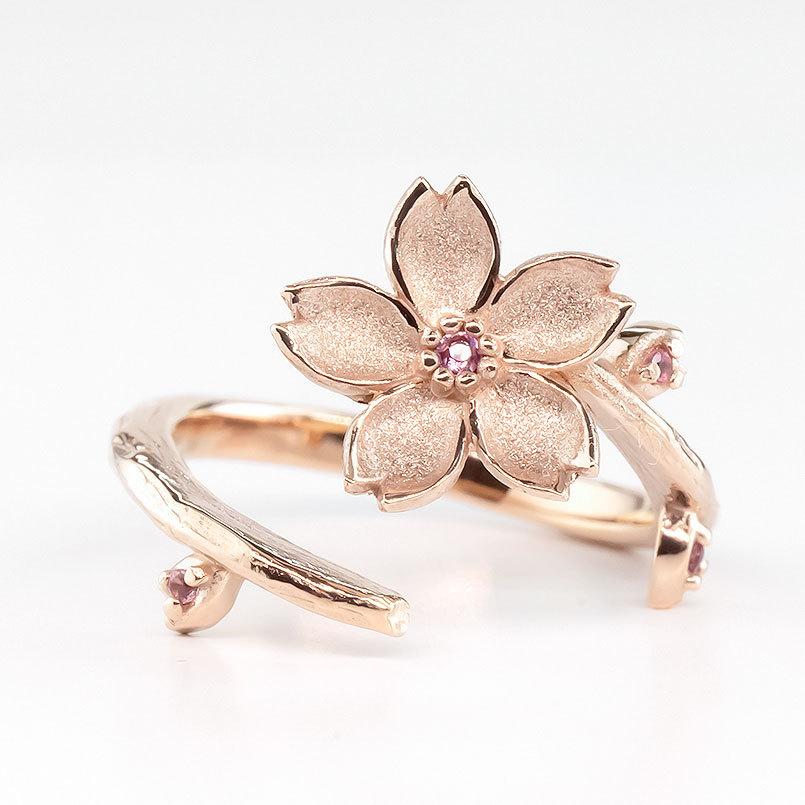 ジュエリー工房アトラス ゴールド フリーサイズ リング 桜 ピンク