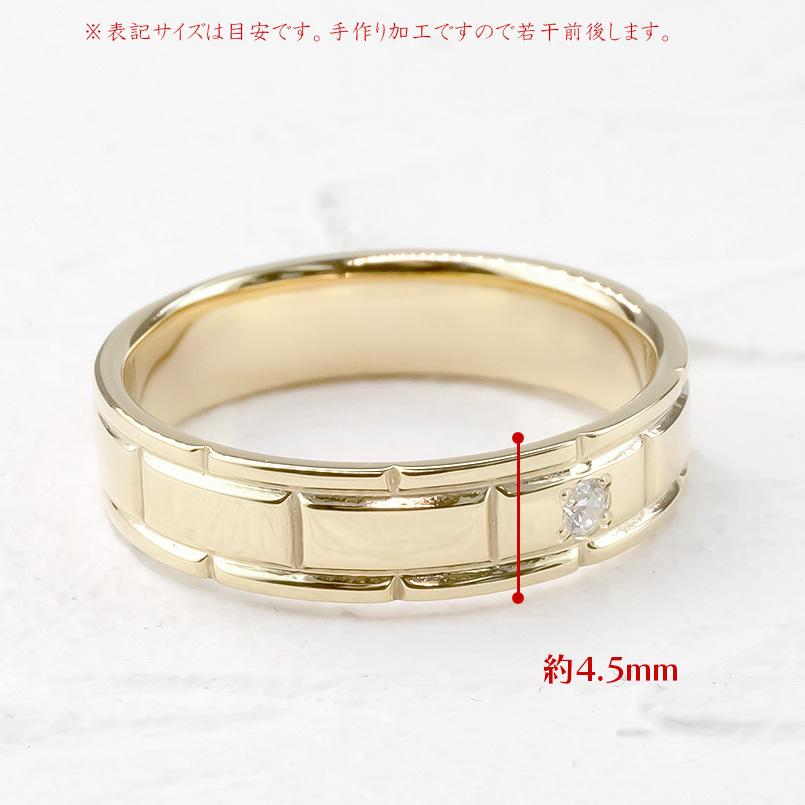 ゴールド リング ダイヤモンド メンズ 指輪 バンドタイプ 10金 イエローゴールドk10 10k ピンキーリング リング 幅広 ダイヤ 一粒 男性 送料無料 人気 saleの画像