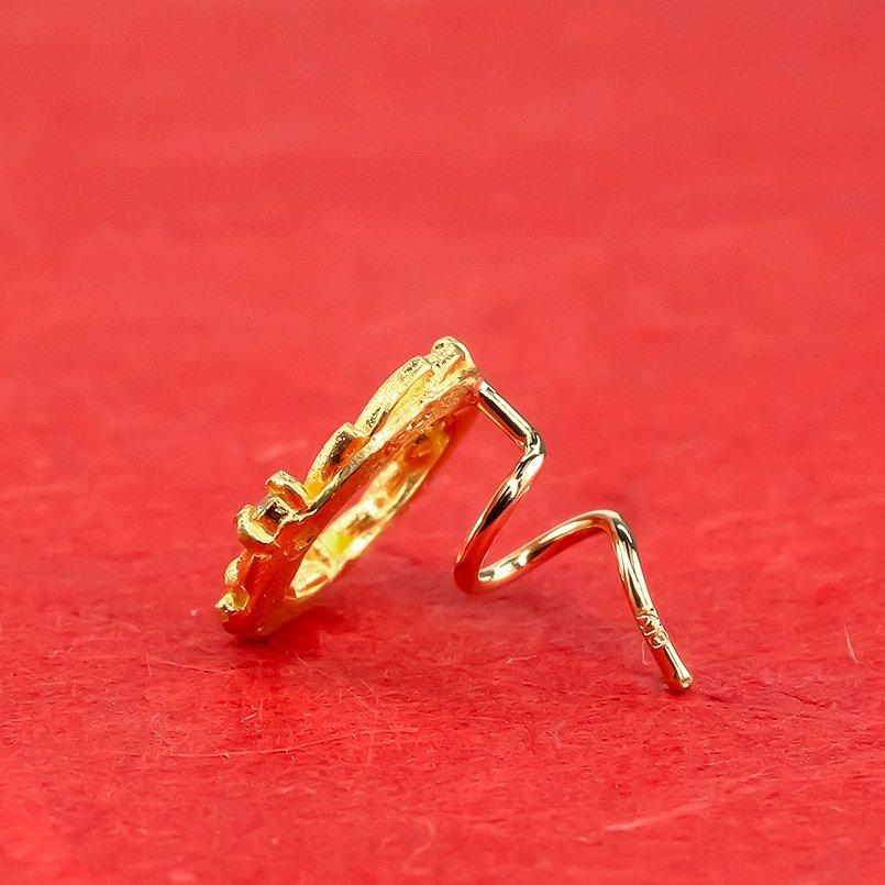 24金 ピアス 純金 イエローダイヤモンド 片耳ピアス オリーブ キャッチのいらないピアス イエローゴールドk18 18金 キャッチナッシャー 送料無料 saleの画像