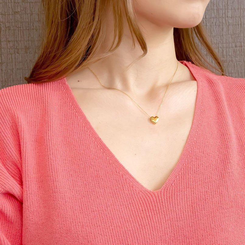 純金 ネックレス 24金 トップ ハート レディース ゴールド 24K ペンダントトップ ゴールド k24 地金 シンプル LGBTQ 男女兼用 送料無料 saleの画像