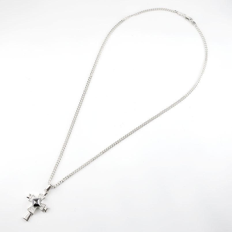 シルバー ネックレス トップ メンズ 喜平用 ブラックダイヤモンド ダイヤモンド クロス ペンダント キヘイ sv925 男性 チェーン 十字架 送料無料 saleの画像