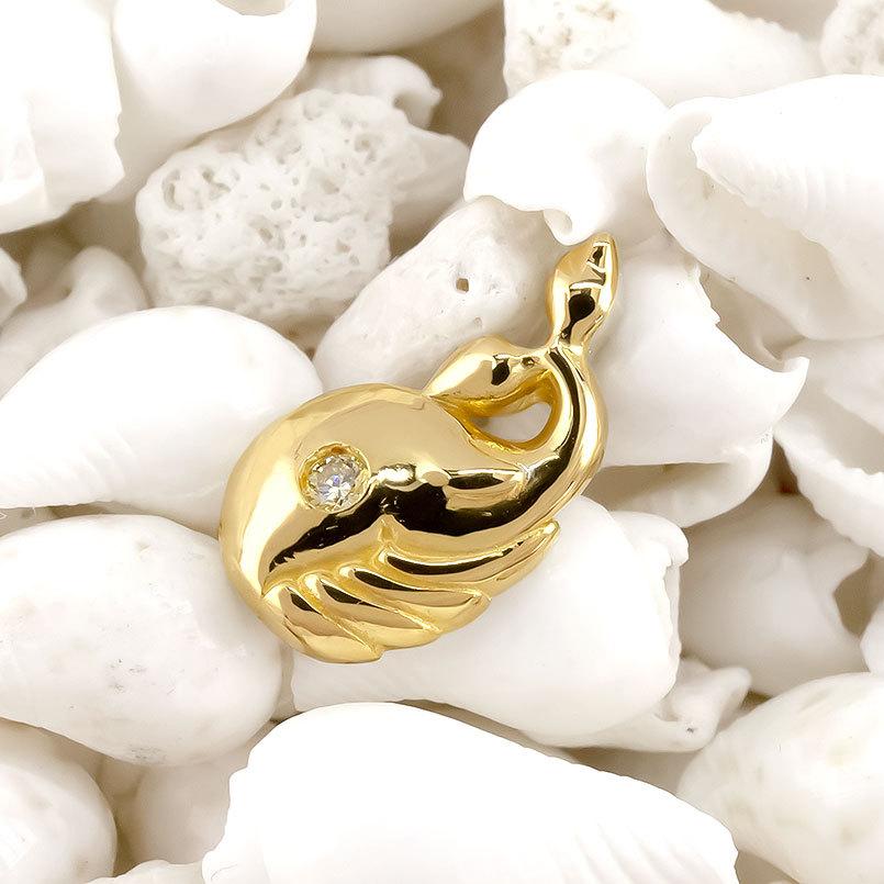 24金 ピアス 純金 イエローダイヤモンド 片耳ピアス クジラ キャッチのいらないピアス イエローゴールドk18 18金 キャッチナッシャー 鯨 送料無料 saleの画像