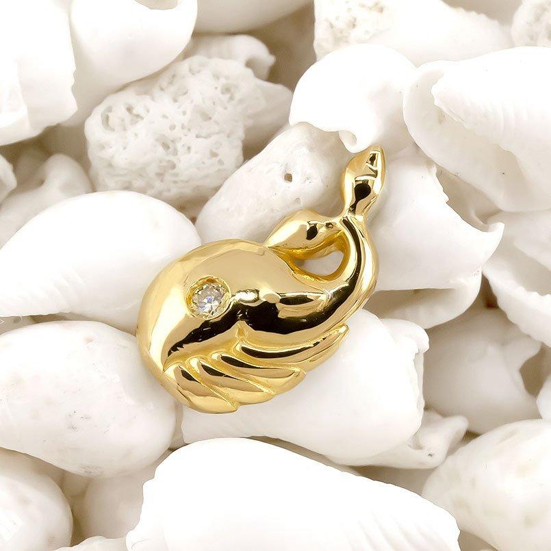 24金 ピアス 純金 イエローダイヤモンド 片耳ピアス クジラ キャッチのいらないピアス イエローゴールドk18 18金 キャッチナッシャー 鯨 送料無料 saleの画像