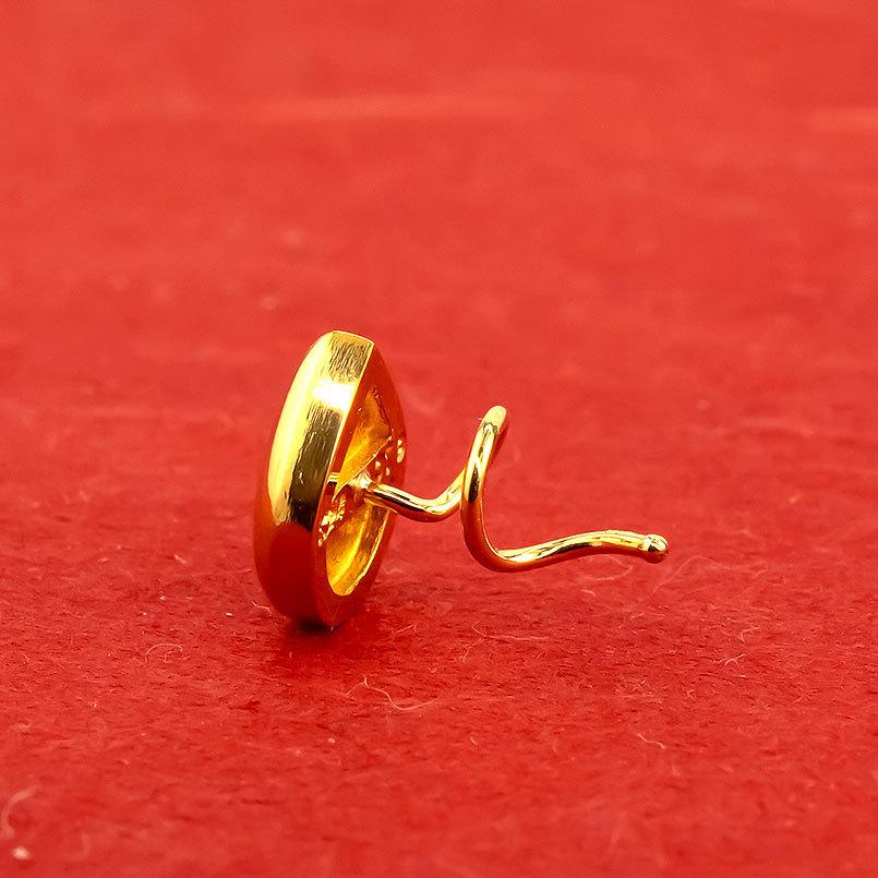 24金 ピアス 純金 ライトイエローダイヤモンド 片耳ピアス ティアドロップ キャッチのいらないピアス イエローゴールドk18 18金 キャッチナッシャー 送料無料の画像