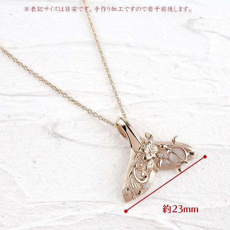 ゴールド ネックレス トップ ダイヤモンド ハワイアンジュエリー レディース ペンダントトップ 10k ホエールテール ホヌ ピンクゴールドk10 送料無料 セールの画像