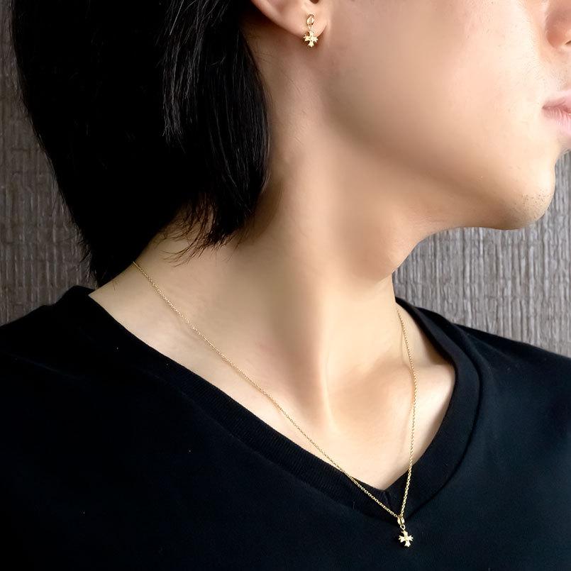 18金 ネックレス ピアス 片耳 クロス メンズ ペア セット ダイヤモンド イエローゴールドk18 スタッドピアス 十字架 あすつく 送料無料 セール saleの画像