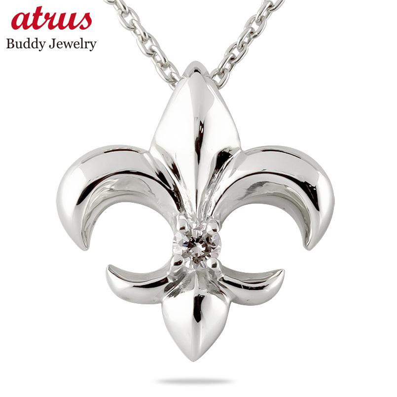 シルバー フルール・ド・リス ネックレス フルール ド リス ネックレス メンズ シルバー ユリ ダイヤモンド