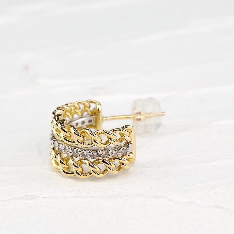 18金 プラチナ ピアス ペア ダイヤモンド 喜平 フープ レディース スタッドピアス イエローゴールドk18 18k プラチナ900 コンビ 透かし あすつく 送料無料 saleの画像