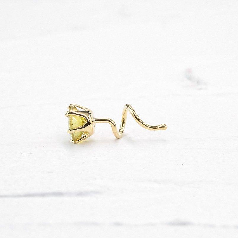 18金 ピアス スフェーン 片耳 キャッチのいらないピアス ゴールド イエローゴールドk18 18k キャッチナッシャー 7月誕生石 あすつく 送料無料 セール saleの画像