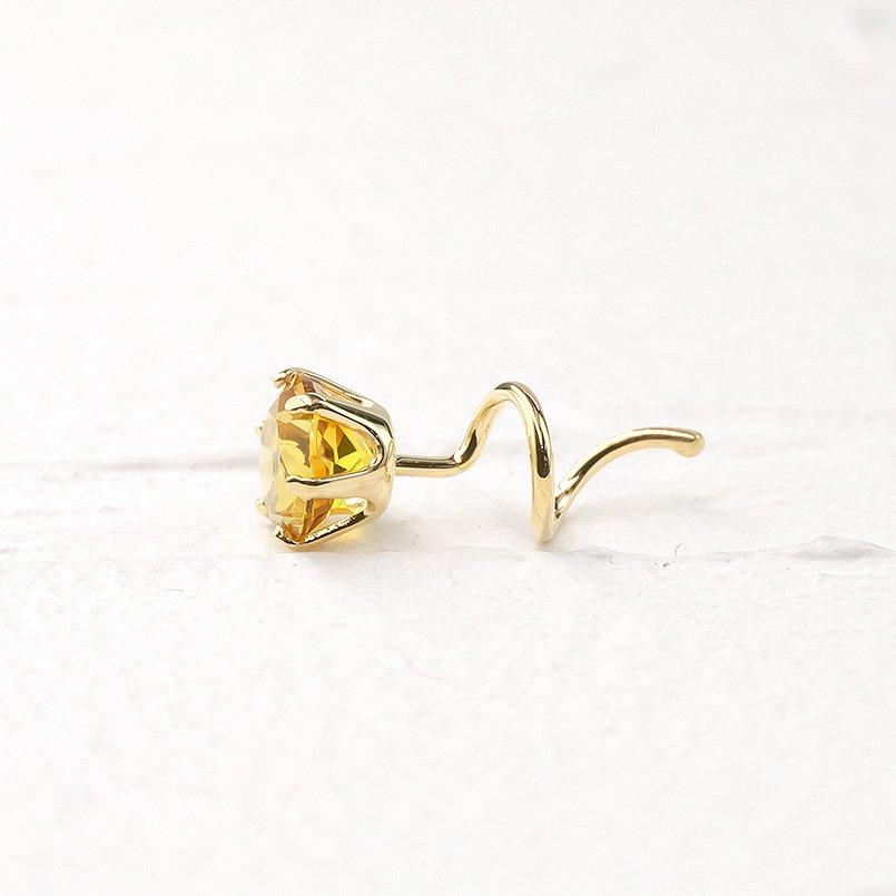 18金 片耳ピアス シトリン キャッチのいらないピアス ゴールド イエローゴールドk18 18k キャッチナッシャー 11月誕生石 あすつく 送料無料 セール saleの画像