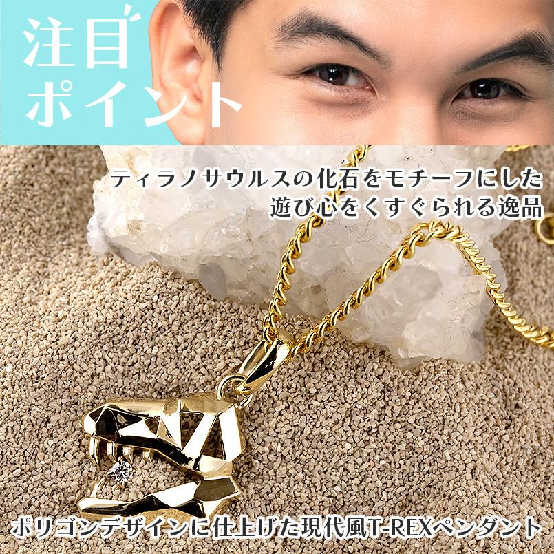 ゴールド ネックレス ペンダントトップ メンズ 喜平用 ダイヤモンド ティラノサウルス 恐竜 トップ イエローゴールドk10 チェーン キヘイ 送料無料の画像
