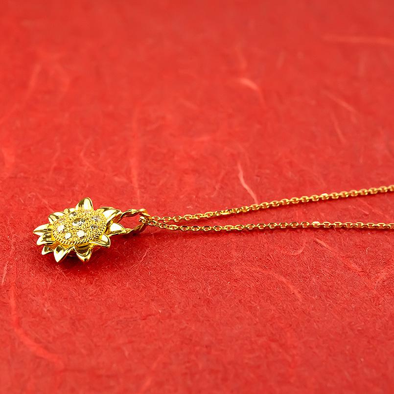 純金 ネックレス ペンダントトップ 24金 イエローダイヤモンド ひまわり ゴールド 24K トップ k24 ダイヤ 向日葵 花 フラワー ヒマワリ 送料無料 saleの画像