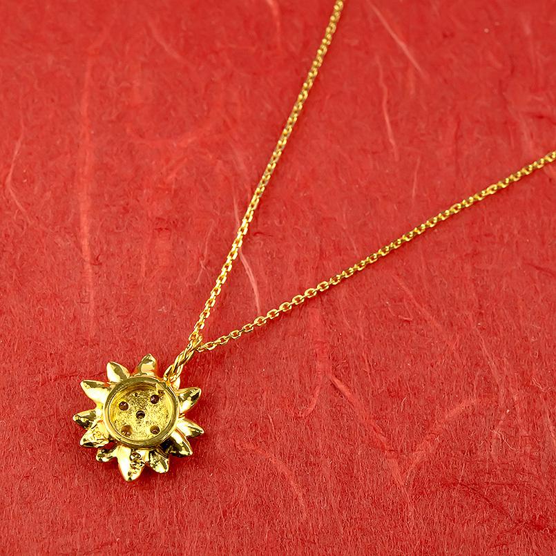 純金 ネックレス ペンダントトップ 24金 イエローダイヤモンド ひまわり ゴールド 24K トップ k24 ダイヤ 向日葵 花 フラワー ヒマワリ 送料無料 saleの画像