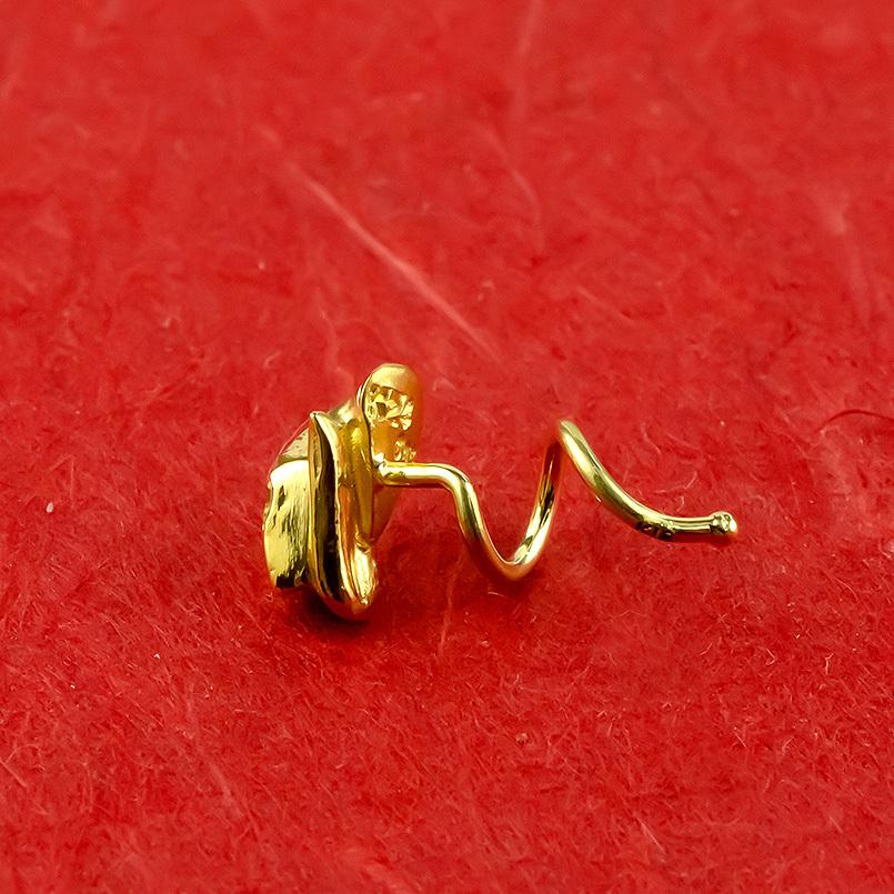 24金 ピアス 純金 蛇 ダイヤモンド 片耳 キャッチのいらないピアス イエローゴールドk18 18金 キャッチナッシャー ヘビ 蛇の頭 送料無料 saleの画像