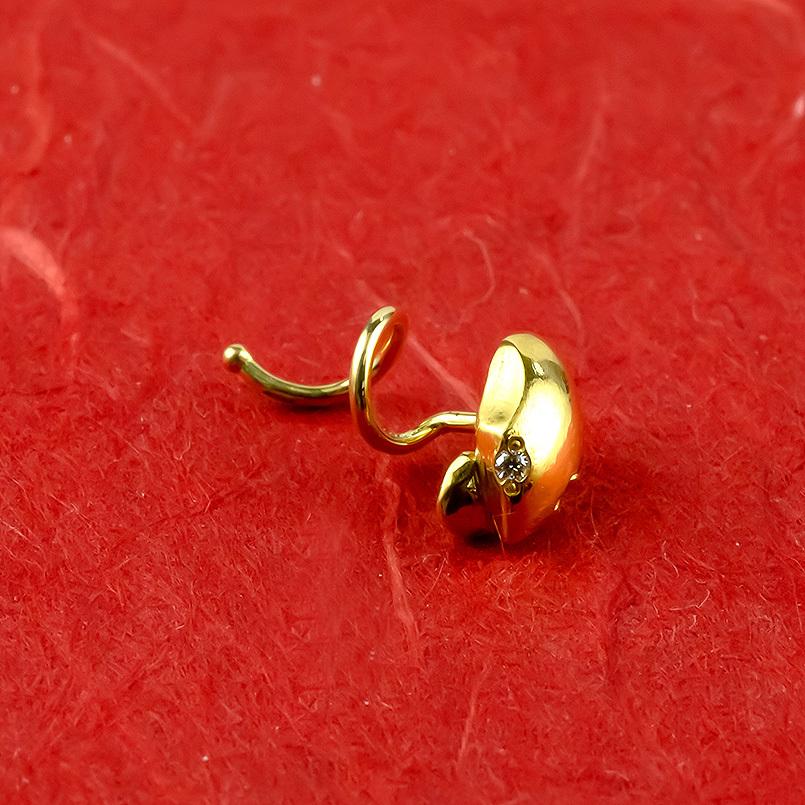 24金 ピアス 純金 蛇 ダイヤモンド 片耳 キャッチのいらないピアス イエローゴールドk18 18金 キャッチナッシャー ヘビ 蛇の頭 送料無料 saleの画像